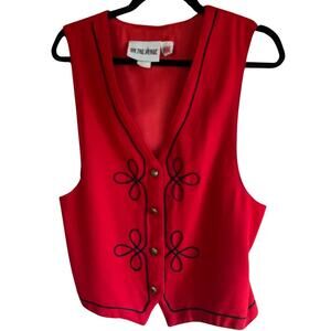 Vintage On the Verge Red Black Embellished USA Vest Costume